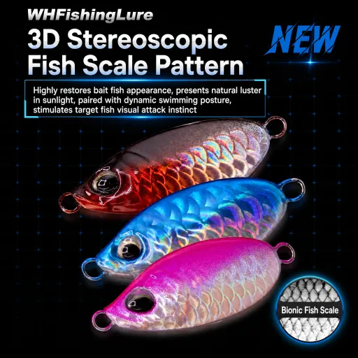 Long casting micro jig with 3D fish scale pattern