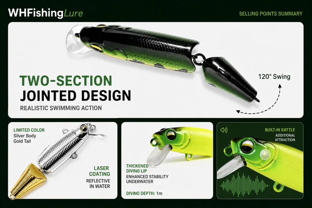 Realistic Jointed Minnow Lure with Laser Finish