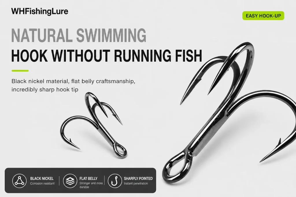Micro crankbait lure with black nickel treble hooks