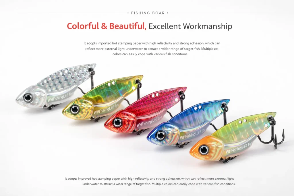 lt adoPtS improved hot stamptng paper with high reflectivity and strong adhession, which can reflect mo re externa light underwater to attract a wider range Of target fish. Multiple can easily cope with various fish conditions.