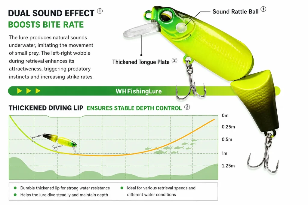 Slow Sinking Minnow Lure with Built-in Rattle Beads