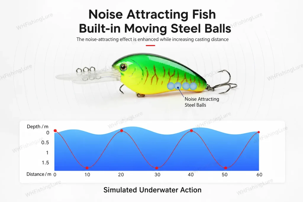 Deep Diving Crankbait with internal steel ball rattle system