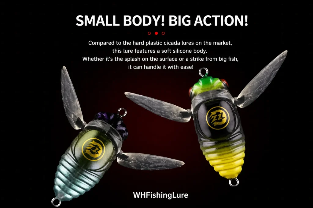 Soft silicone cicada fishing lure