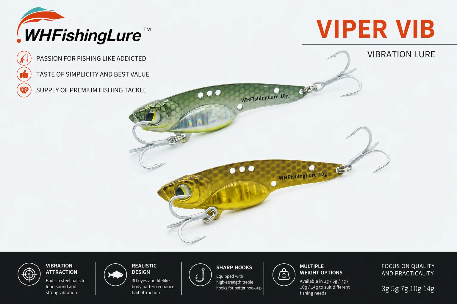 Lead Clad Copper VIB Lure with vibration attraction and realistic design