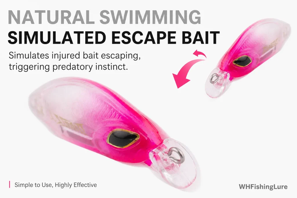 Natural swimming micro crankbait lure imitating injured baitfish