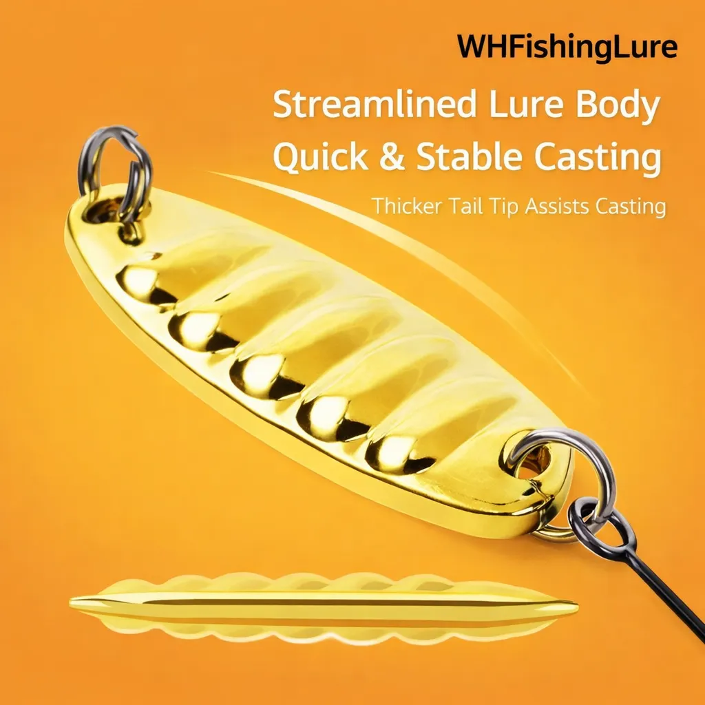 Ultralight flutter spoon lure with streamlined body design for stable long-distance casting in freshwater fishing.