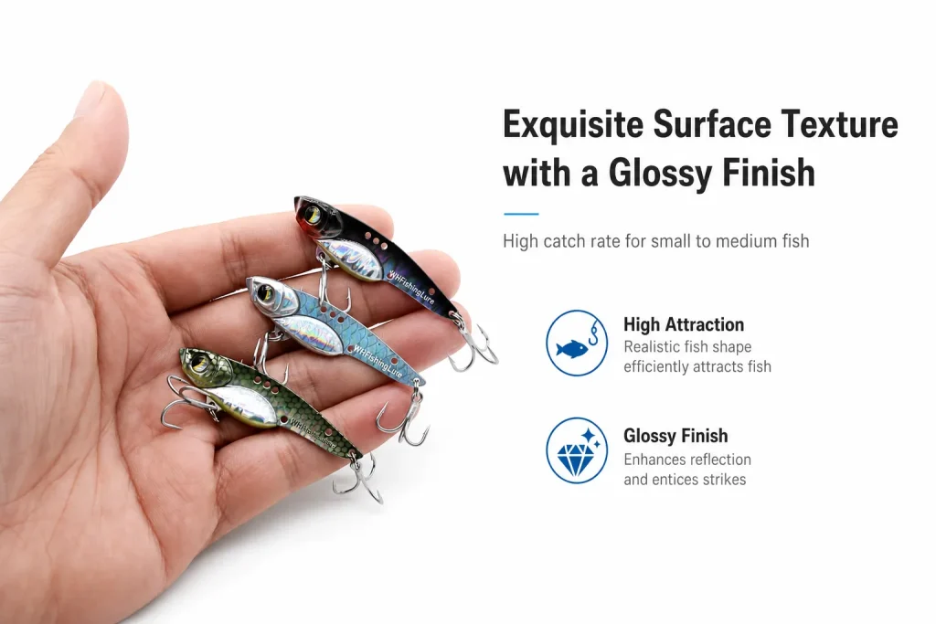 Realistic metal vibration lure with fish scale texture