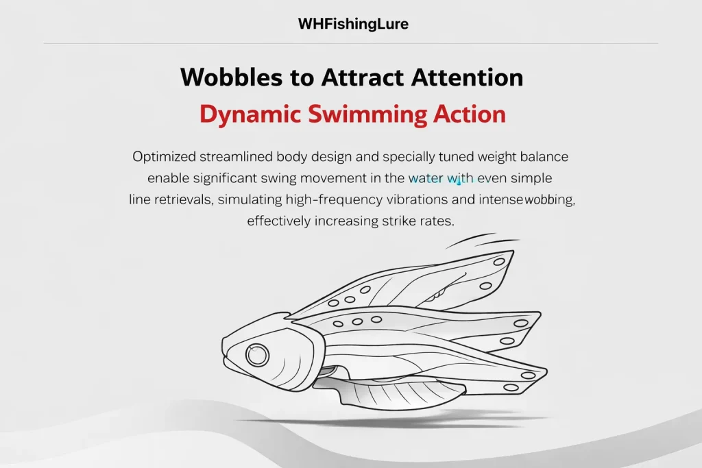 Optimized streamlined b0dy design and specially tuned weight balance enable significant swing movement in the water wjth even simple line retrievals, simulating high-frequency vibrations and intensewobbing, effectively increasing strike rates.