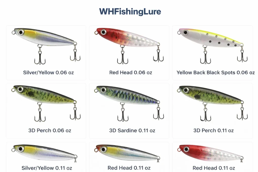 Micro topwater stickbait available colors