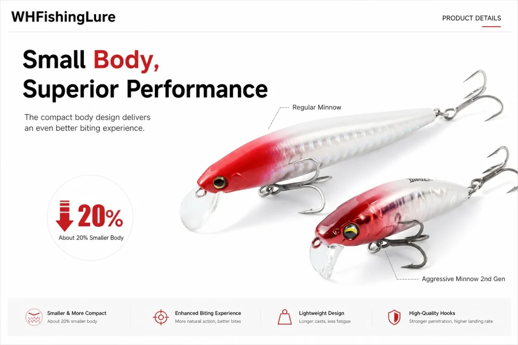 compact sinking minnow fishing lure with lightweight long casting design