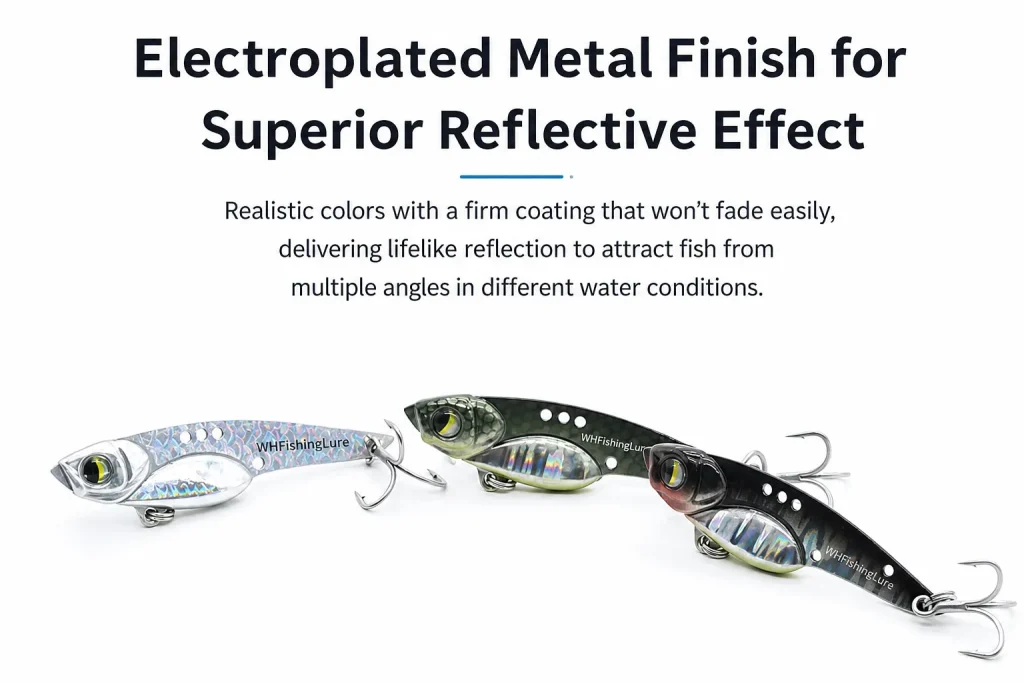 High flash metal VIB fishing lure with reflective coating