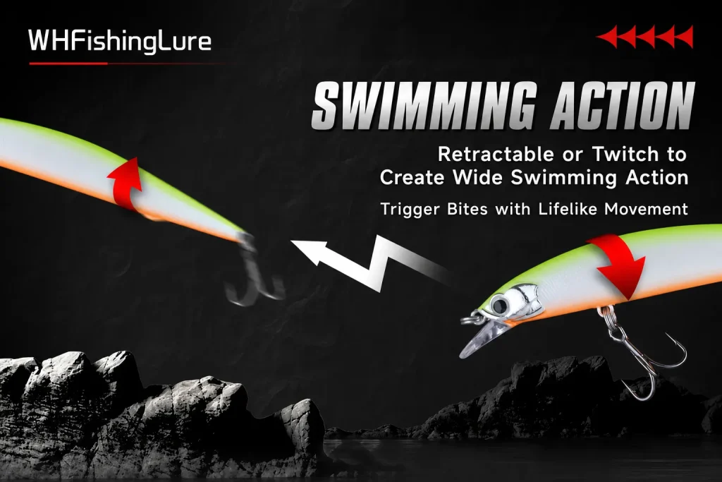 Suspending minnow lure with twitching swimming action