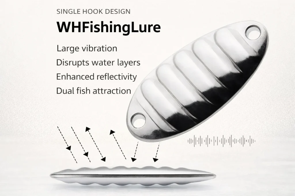 Micro metal spoon lure featuring a sharp single hook, strong vibration, and high reflective finish for predator fishing. |Flutter Spoon Lure