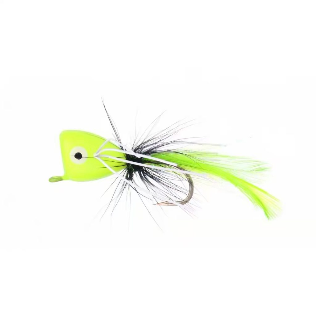 Green Popper Fly Lure for bass and predator fishing