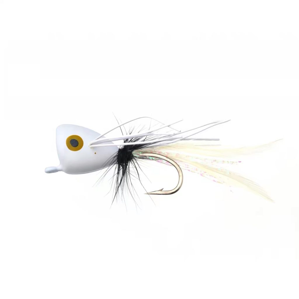 White Popper Fly Lure for bass fly fishing