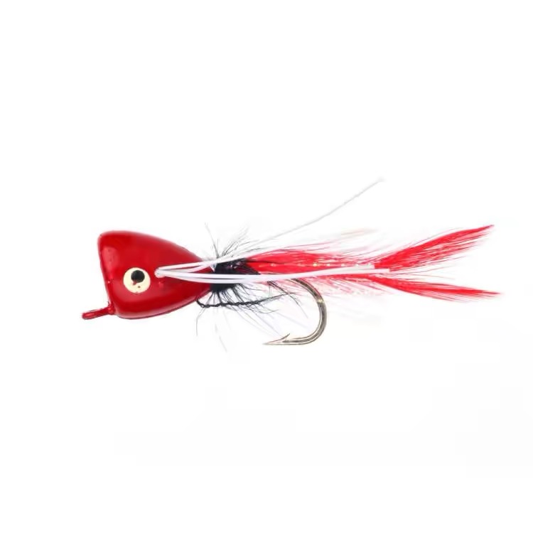 Red hand tied Popper Fly Lure for predator fishing