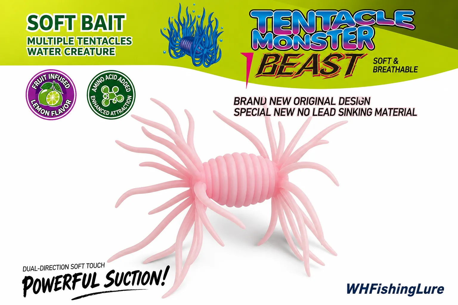 Multi-tentacle floating creature bait soft lure for bass fishing