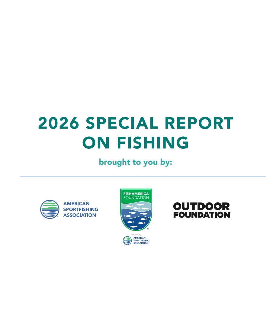 Banner reading “2026 Special Report on Fishing brought to you by American Sportfishing Association and Outdoor Foundation” on a clean, official report-style background.