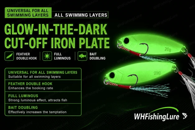 Luminous metal jig with feather double hook for multi-layer fishing