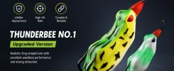 Weedless topwater frog lure with single and double hook options