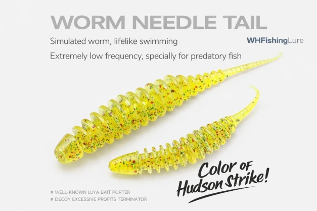 Floating needle tail worm soft plastic lure for drop shot rig