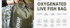 Oxygenated waterproof live fish bag with foldable portable design for freshwater and saltwater fishing