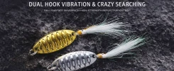 Ultralight micro spoon lure with dual treble hooks, full-body reflective finish, and lifelike swimming action for freshwater predator fishing.