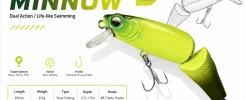 Jointed Slow Sinking Minnow with Built-in Rattle for Bass Fishing