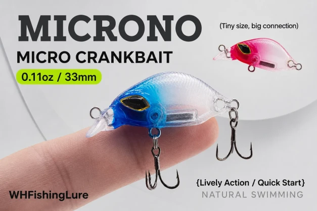 Micro sinking crankbait lure with natural swimming action for ultralight predator fishing